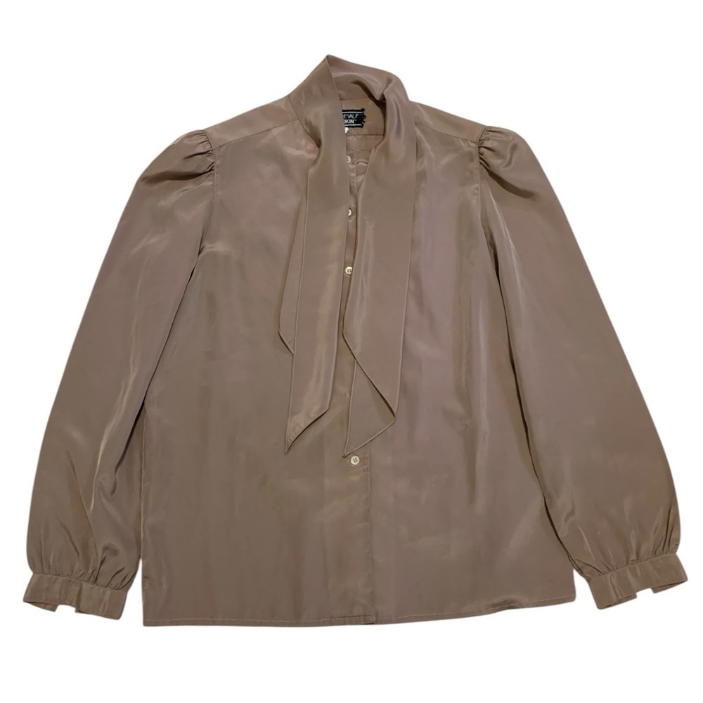 VINTAGE 80s Leo Chevalier Brodkin Blouse | Silky Mauve/Taupe | Size 10